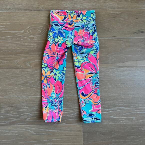 Lilly Pulitzer Upf 50+ Luxletic 21" Weekender Cropped Pant Aqua Breezy Babe - Picture 2 of 4